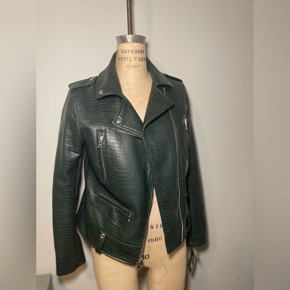 Dark Green Guess Biker Jacket